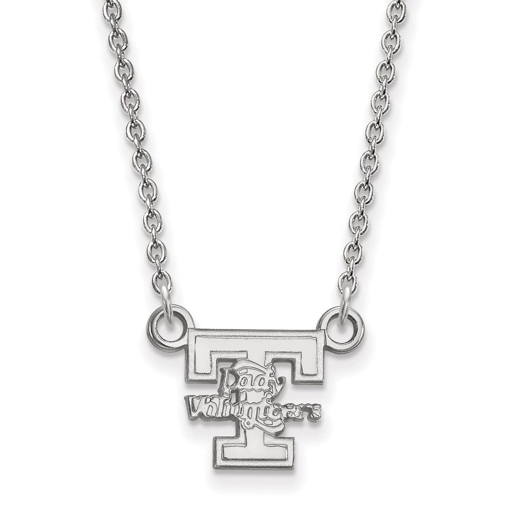 Sterling Silver Rhodium-plated LogoArt University of Tennessee Lady Volunteers Small Pendant 18 inch Necklace QSS054UTN-18