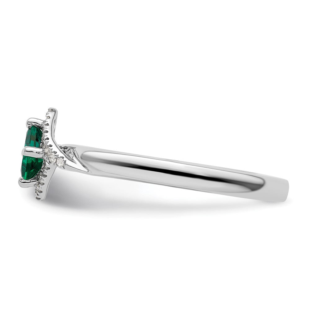 Sterling Silver Stackable Expressions Polished Cr. Emerald & Dia Ring Size -8