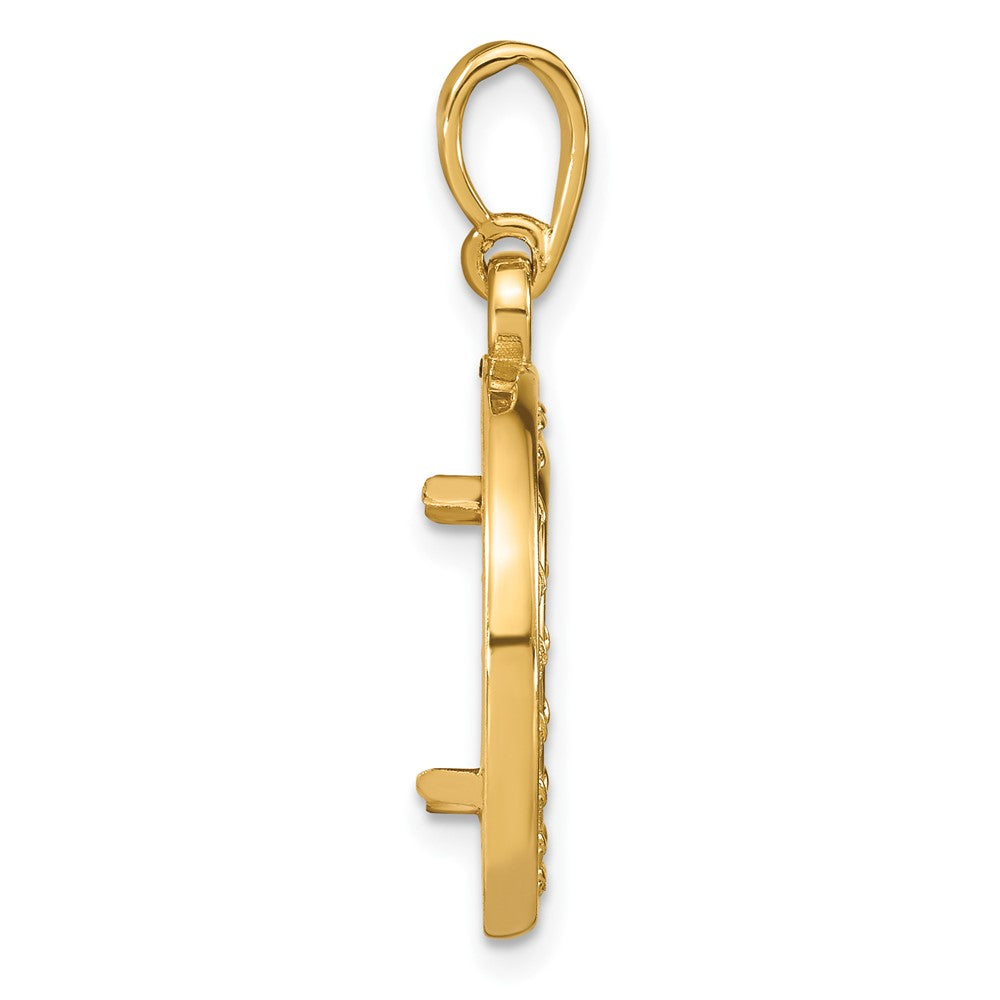 Wideband Distinguished Coin Jewelry 14k Polished Casted Rope with Bright Edge 13.0mm Prong Coin Bezel Pendant