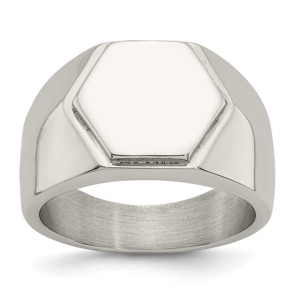 Stainless Steel Polished Signet Ring Size - 11