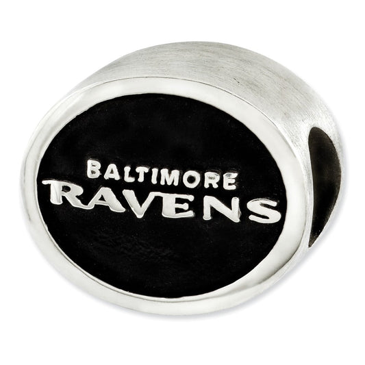Sterling Silver LogoArt Enameled Baltimore Ravens NFL Bead