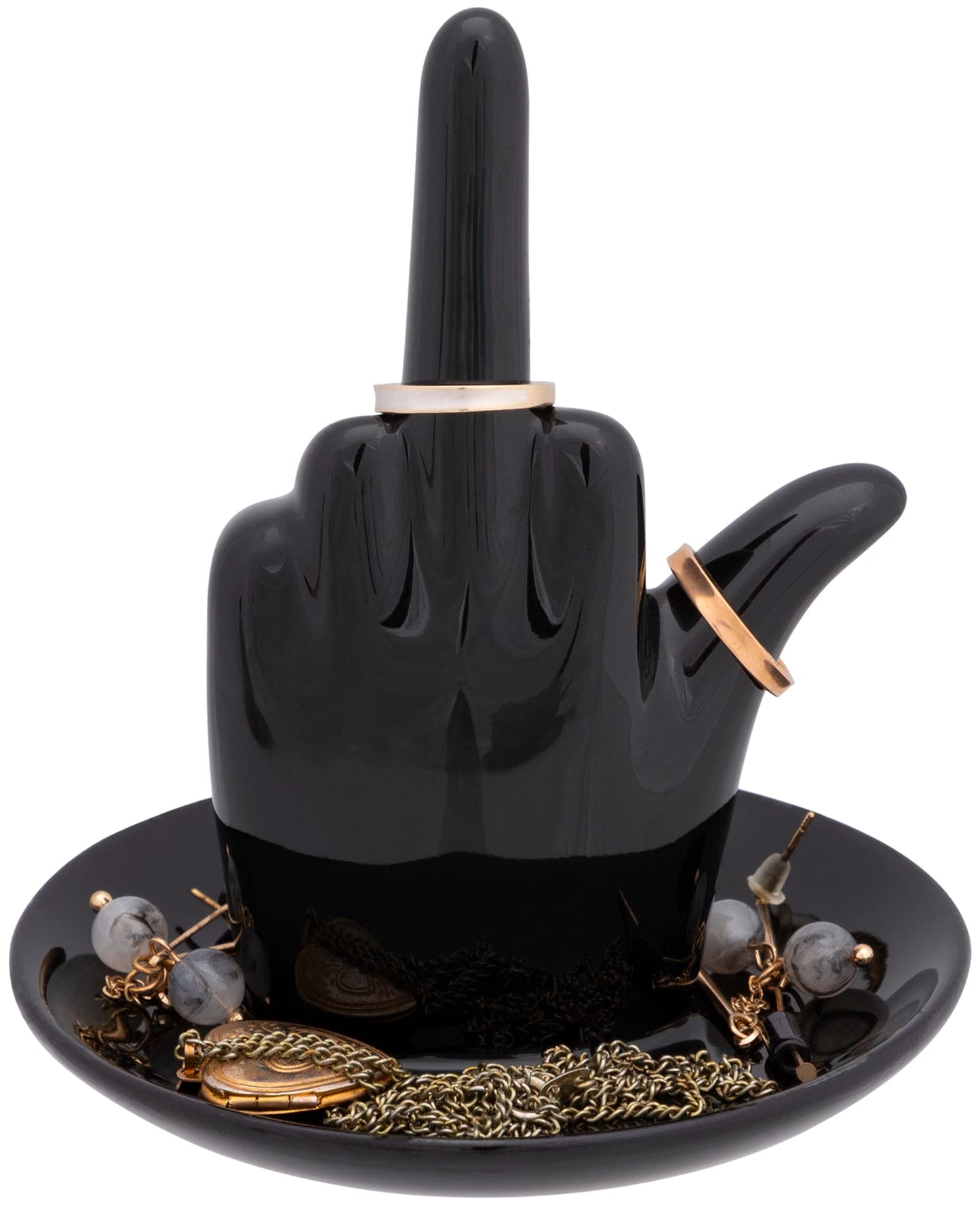 Stephanie Imports Black Ceramic Jewelry Organiser Ring Dish Tray