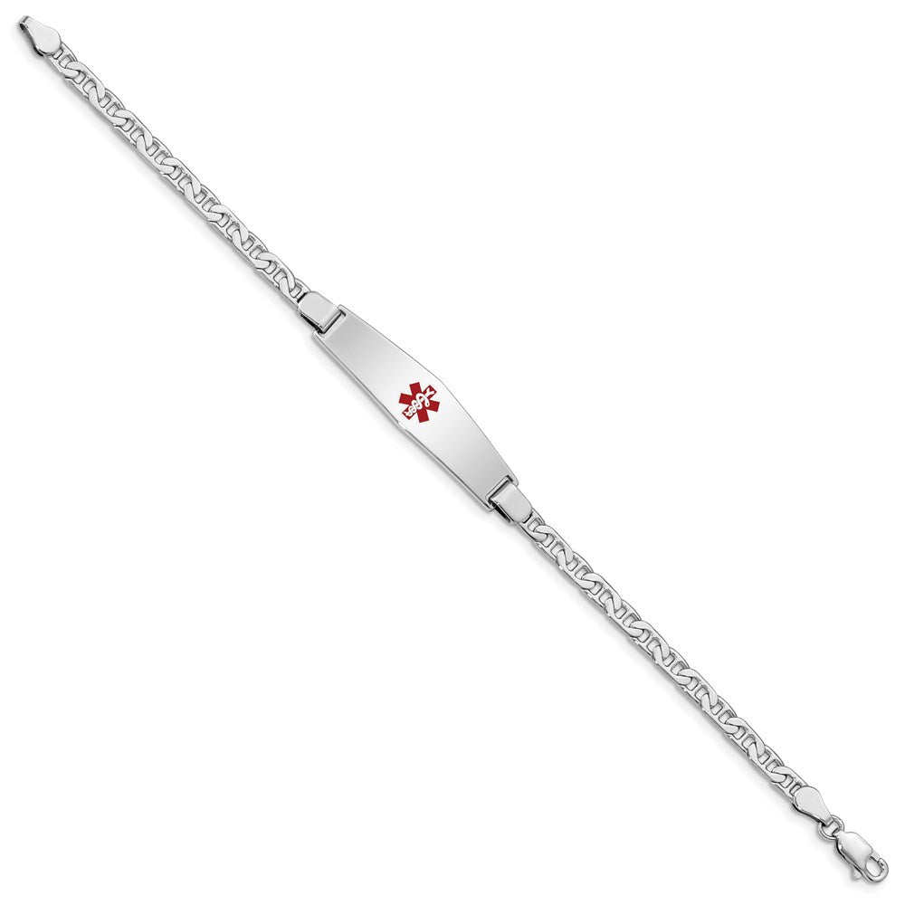 Sterling Silver Rhodium-plated Medical ID Anchor Link Bracelet 8 inches