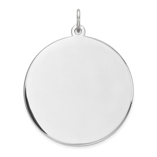 Sterling Silver Rhod-plated Eng. Rnd Polish Front/Back Disc Charm
