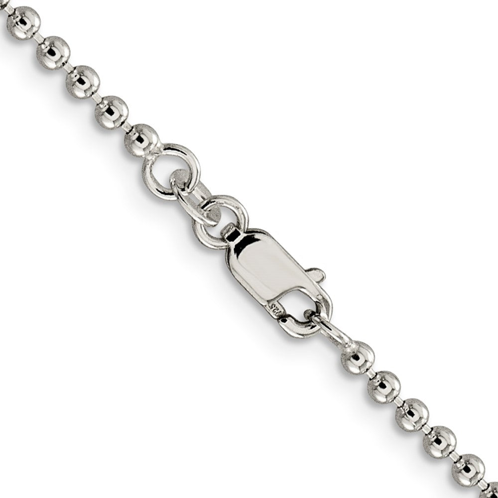 Sterling Silver 2.35mm Beaded Chain 30 Inches