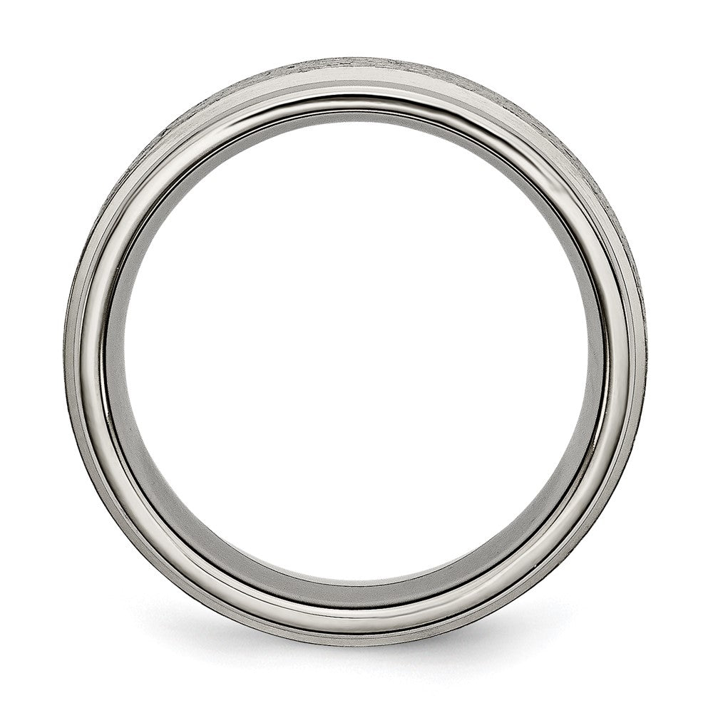 Titanium Brushed Center 8mm Ridged Edge Band Size - 10