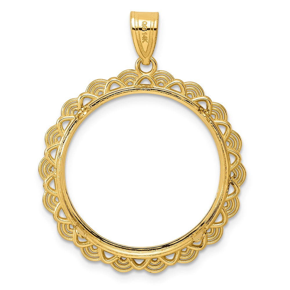 14k Polished Rainbow with 22.0mm Prong Coin Bezel Pendant