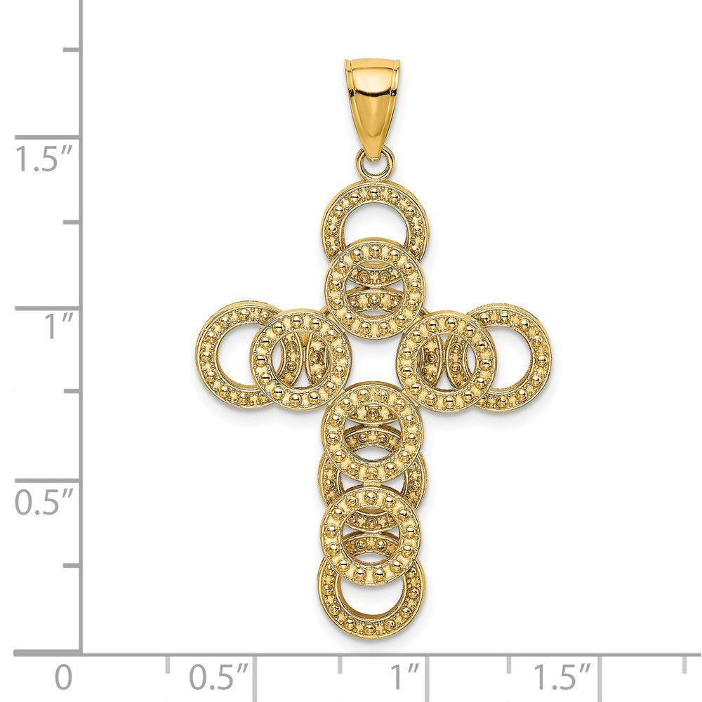 14K 2-D Circular Infinity Illusion Cross Charm