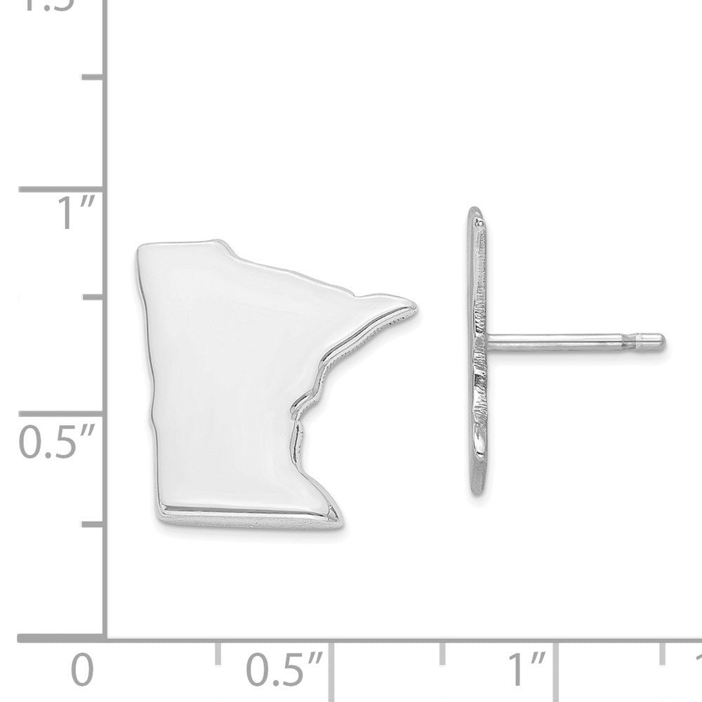 Sterling Silver Rhodium-plated MN Large State Earring