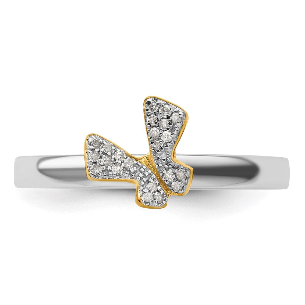 Sterling Silver Stackable Expressions Gold-plate Butterfly Diamond Ring Size -8