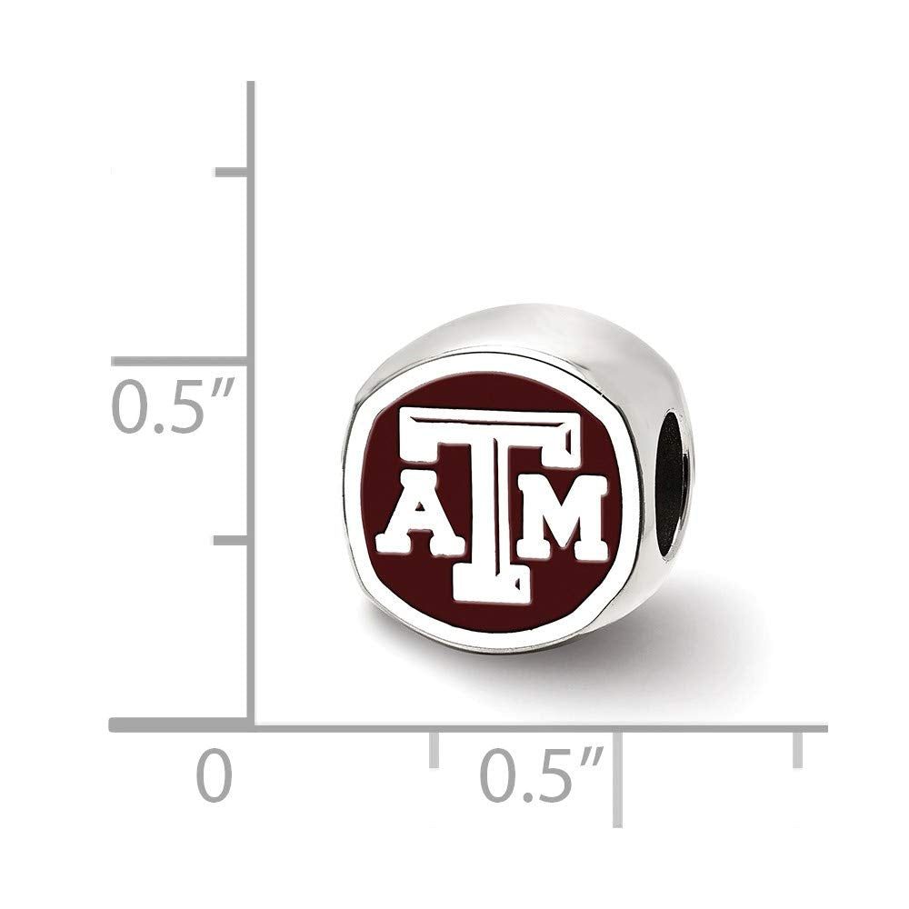 Sterling Silver Texas A&M University Cushion Shaped Bead Charm