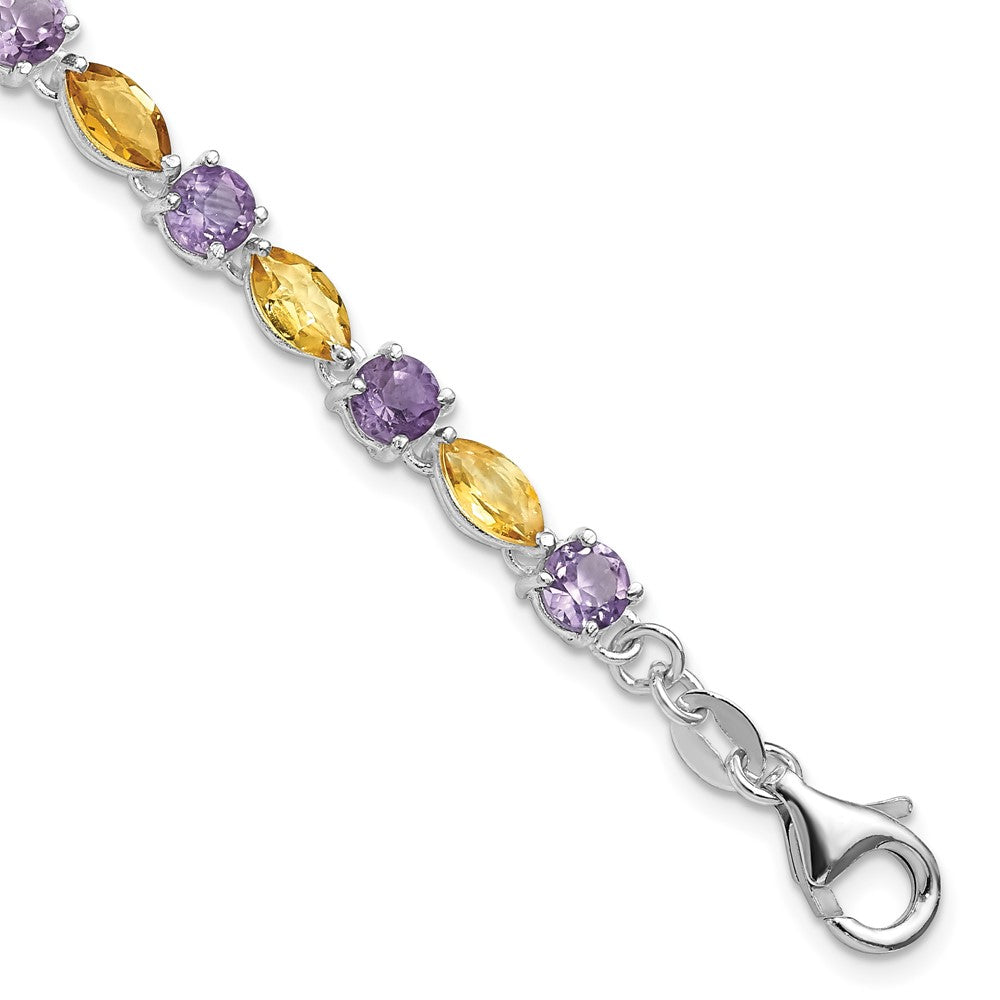 Sterling Silver Amethyst & Citrine w/ 1 ext Bracelet