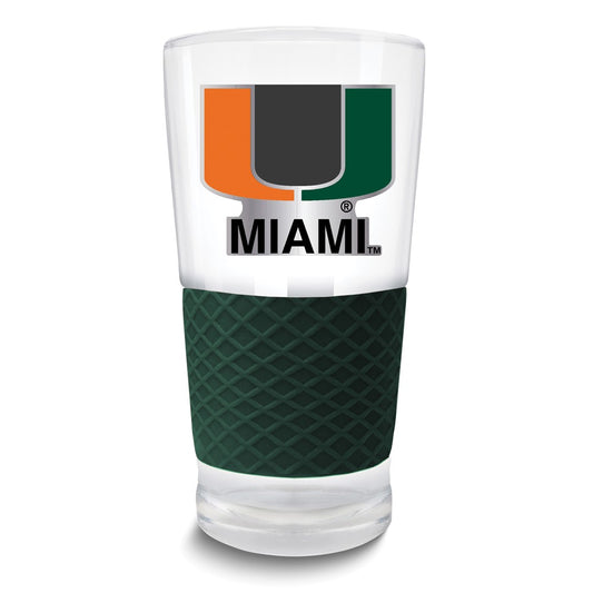Collegiate University of Miami Score 22 oz. Pint Glass with Silicone Grip