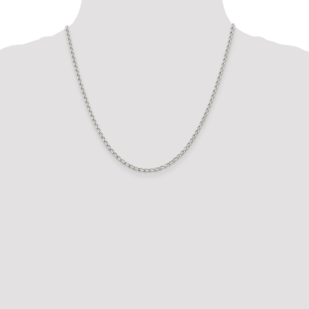 Sterling Silver 2.8mm Open Elongated Link Chain 20 Inches