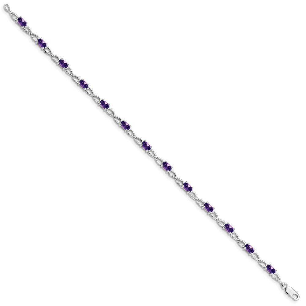 Sterling Silver Rhodium-plated Amethyst Bracelet 7 inches