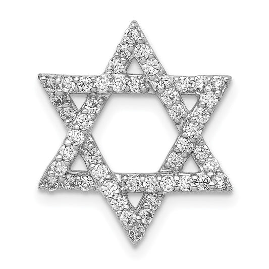14k White Gold 1/2 carat Lab Grown Diamond VS/SI+ G+ Star of David Chain Slide Pendant