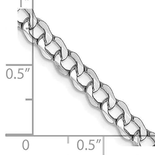 14K White Gold 24 inch 4.3mm Semi-Solid Curb with Lobster Clasp Chain
