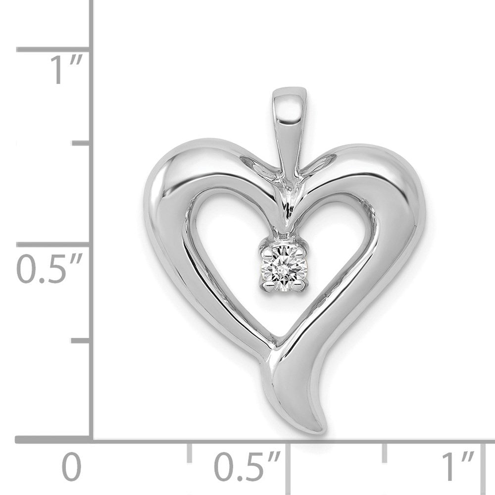 14k White Gold AA Diamond Heart Pendant