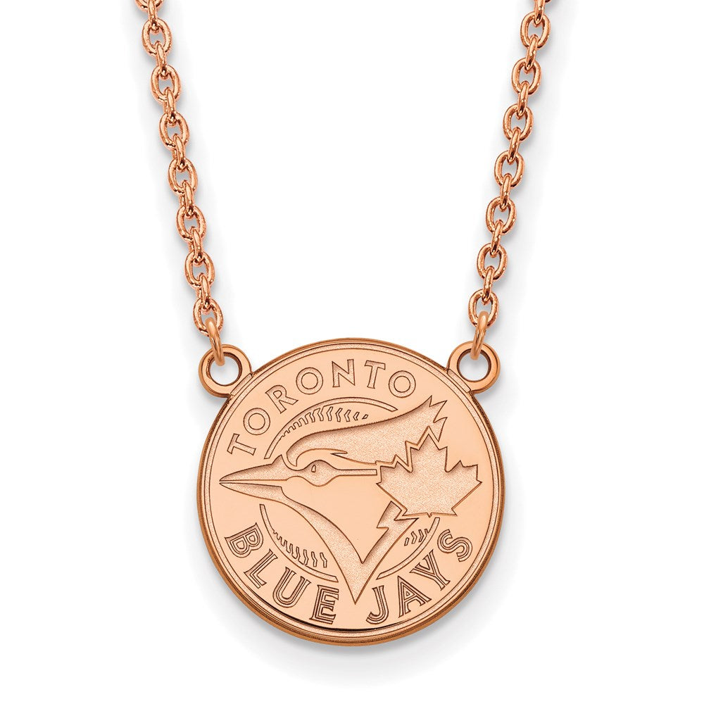 Sterling Silver Rose Gold-plated MLB LogoArt Toronto Blue Jays Large Pendan
