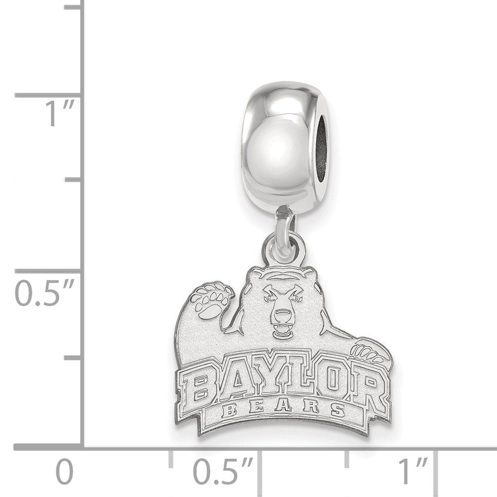 Sterling Silver Rhodium-plated LogoArt Baylor University Bears Small Dangle Bead Charm
