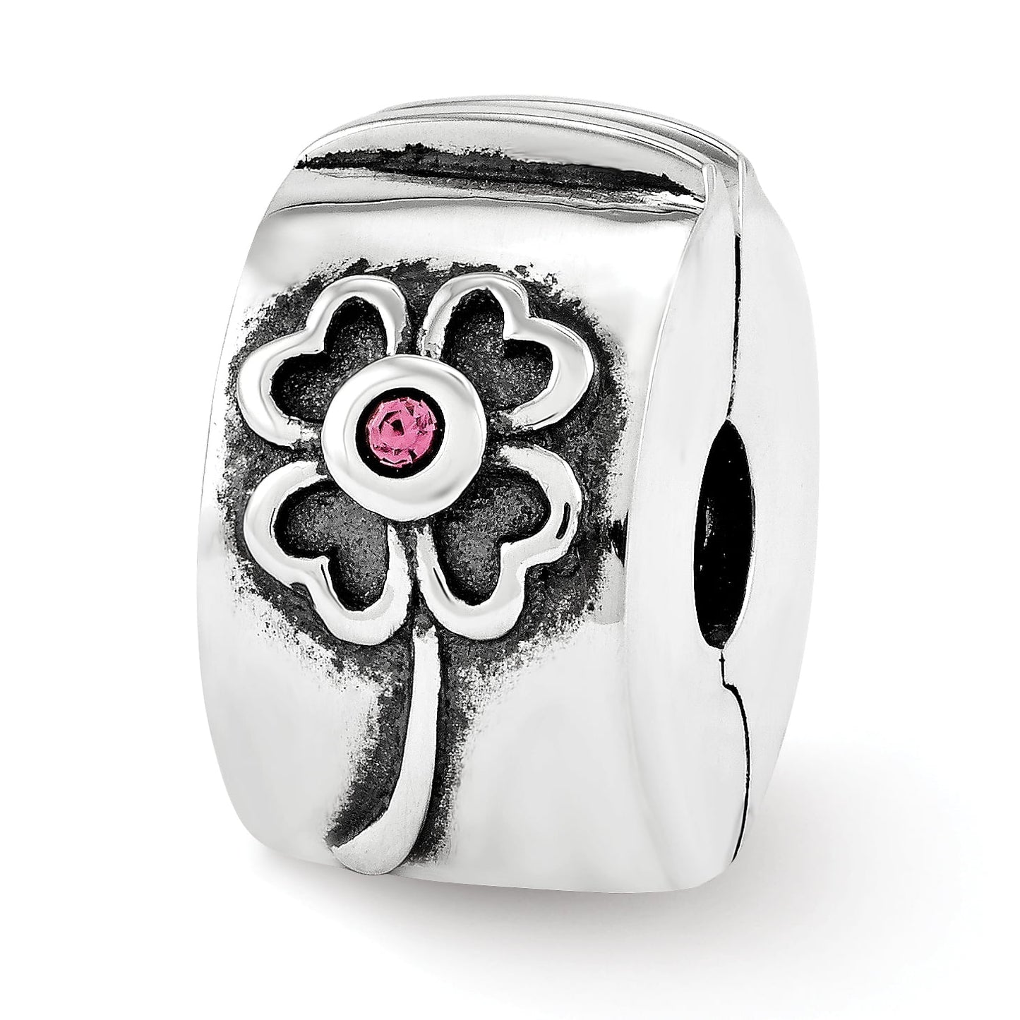 Sterling Silver Reflections Crystal Flower Clip Bead