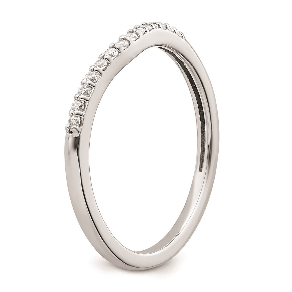 10k White Gold 1/10 carat Diamond Contoured Complete Wedding Band