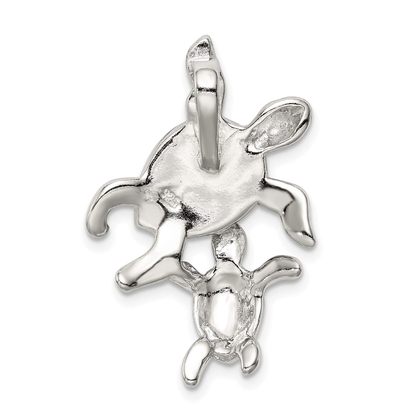 Sterling Silver Rhodium-plated Polished Blue Inlay Created Opal Turtle Slide