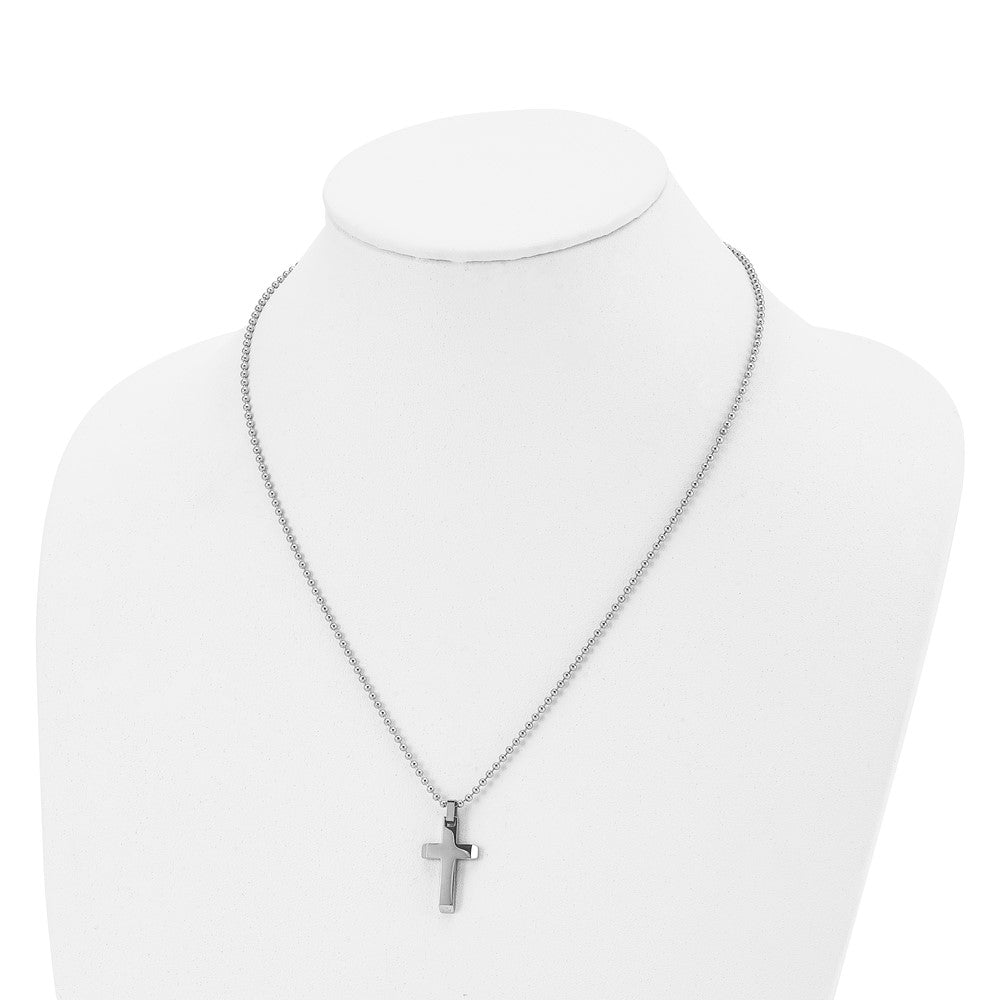 Stainless Steel Polished Cross 20in Necklace