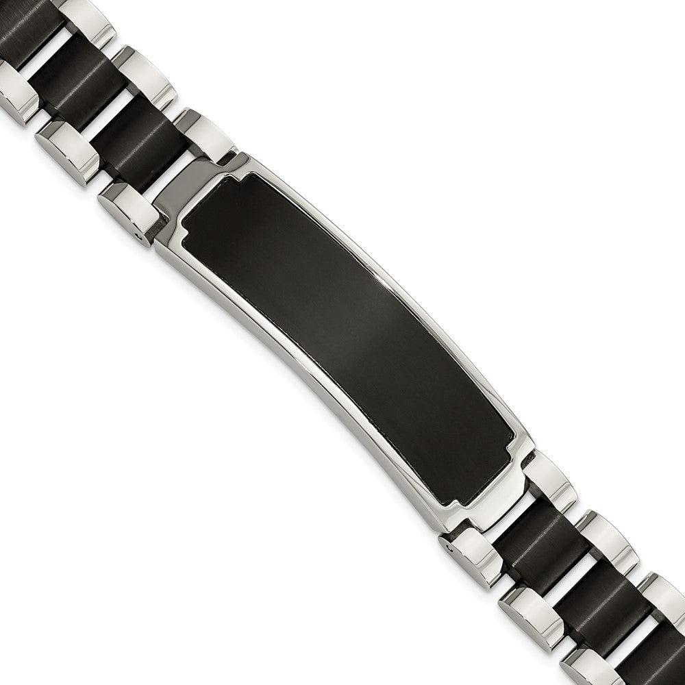 Stainless Steel Brushed and Polished Black IP-plated 8.5in ID Bracelet 8.5 inches