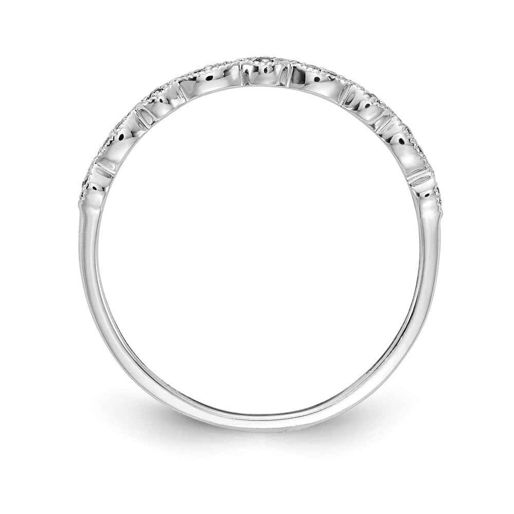 10K White Gold Diamond and Pink Sapphire Fancy Band Size 6.75