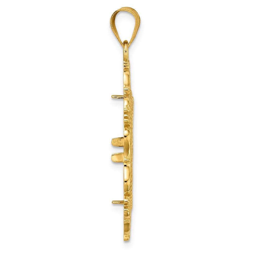 14k Diamond Cut Victorian with 18.0mm Prong Coin Bezel Pendant