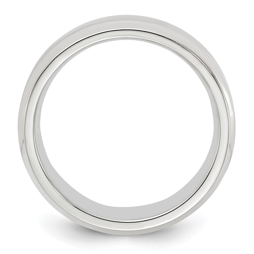 Sterling Silver Rhodium-plated 6mm Bevel Edge Size 9 Band