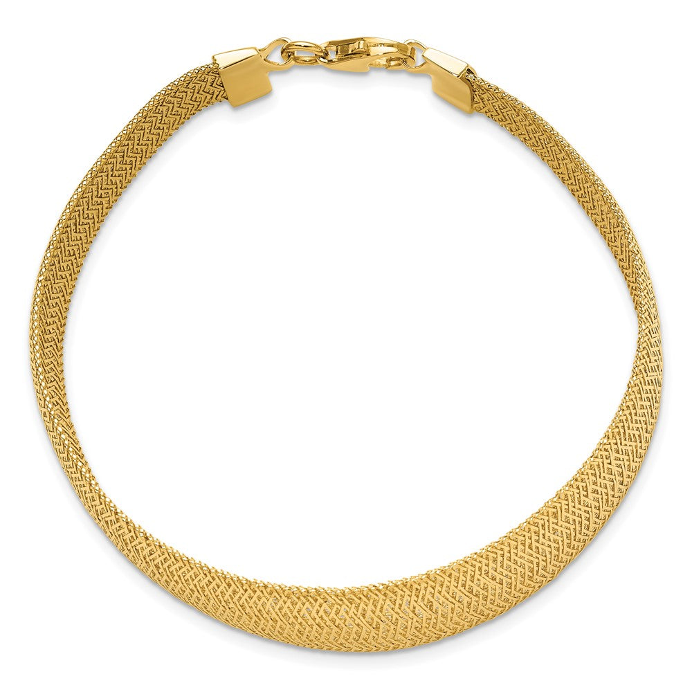 14K Polished Woven Graduated Dome Bracelet 7.5  inches