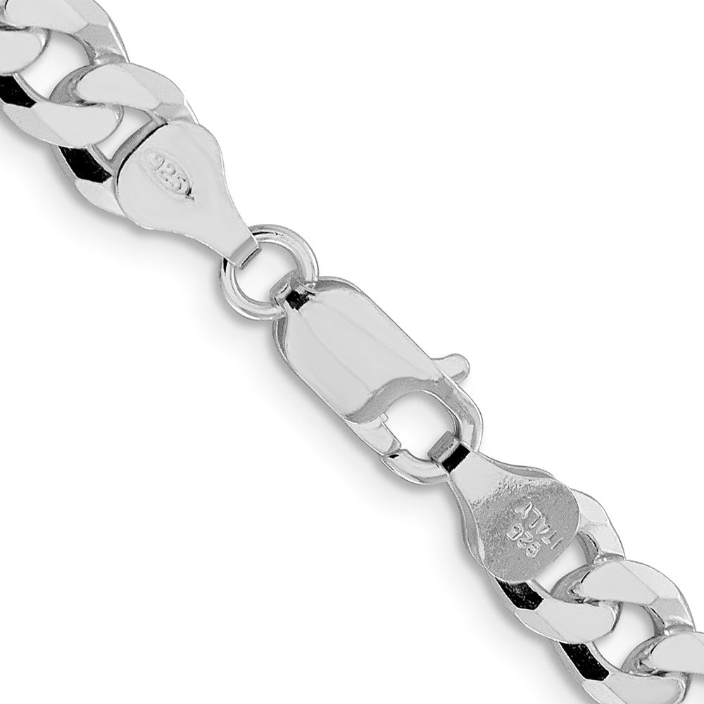 Sterling Silver Rhodium-plated 7mm Beveled Curb Chain 24 Inches