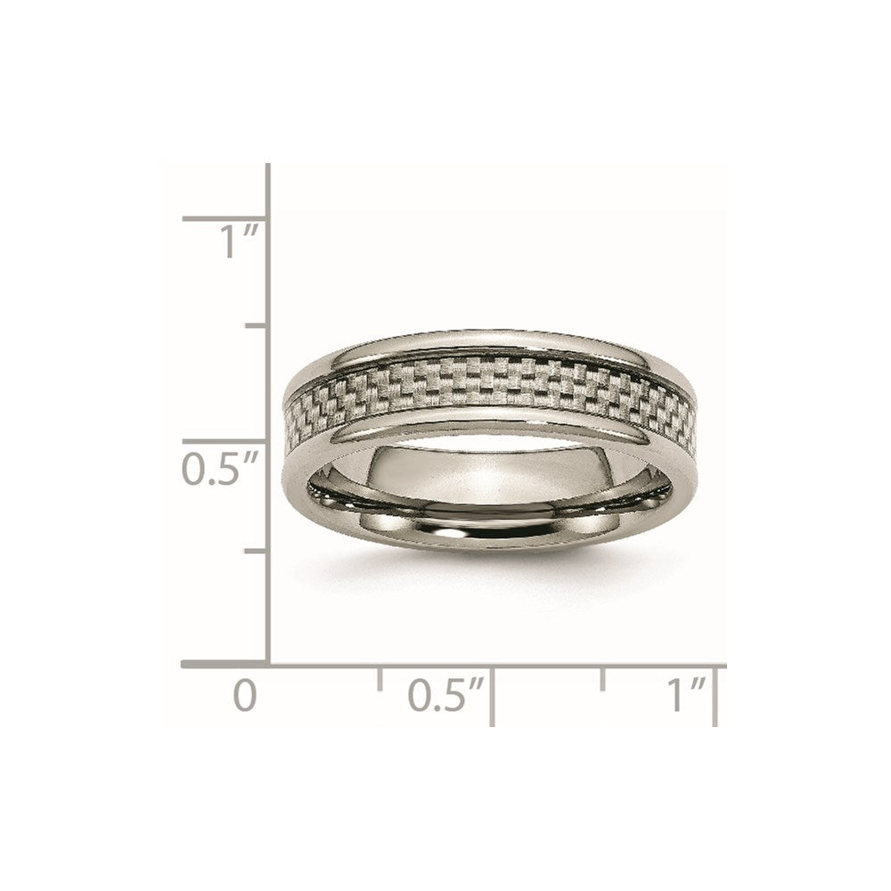Titanium Polished w/Grey Carbon Fiber Inlay 6mm Band
