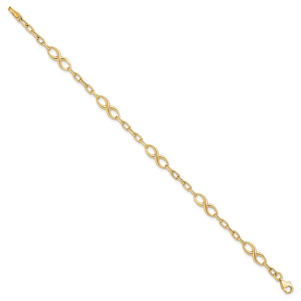 10K Polished Link Bracelet 7.5  inches