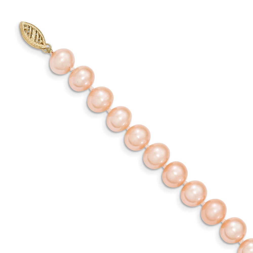14k 8-9mm Pink Near-Round Freshwater Cultured Pearl 28 inch Necklace