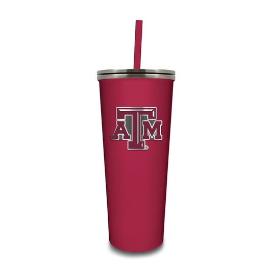 Texas A&M Stainless Steel 24 ounce Skinny Tumbler with Straw