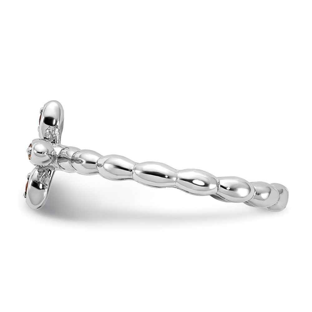 Sterling Silver Stackable Expressions Rhodium-plated Citrine Cross Ring Size -7