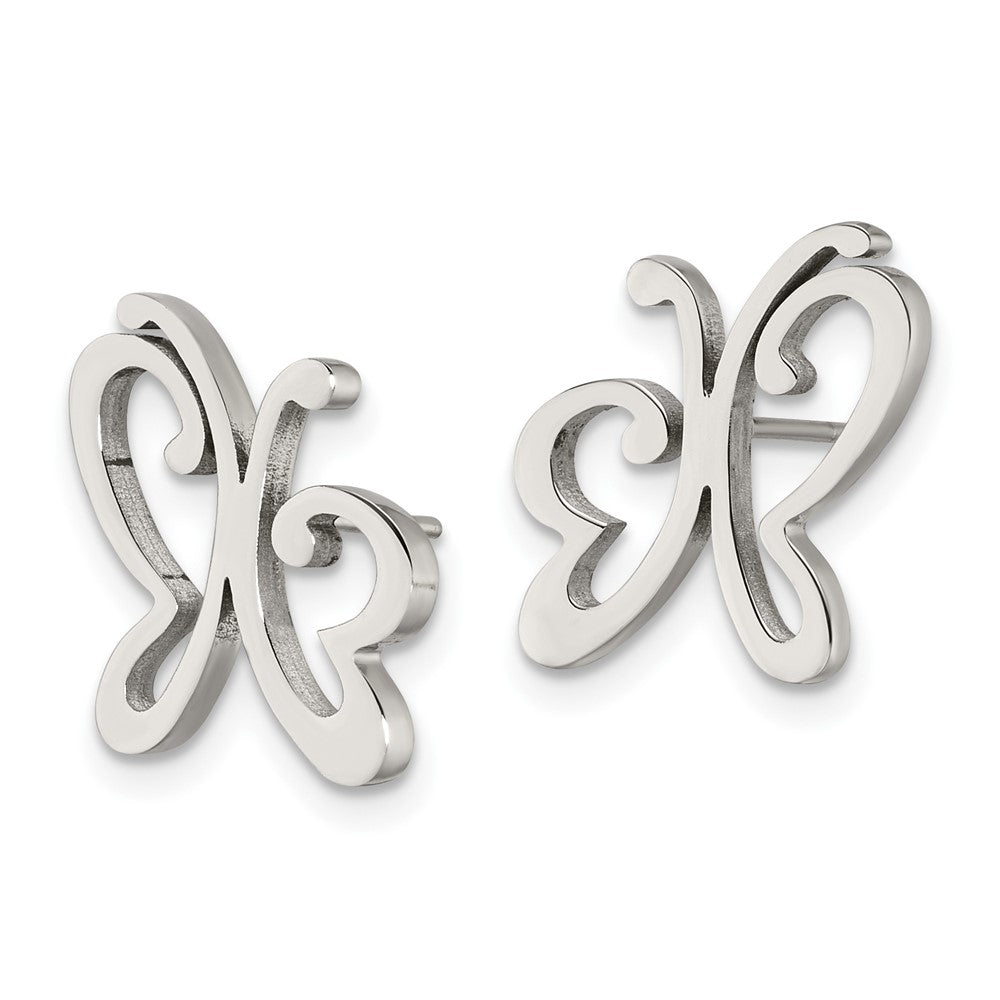 Stainless Steel Polished Butterfly Post Earrings
