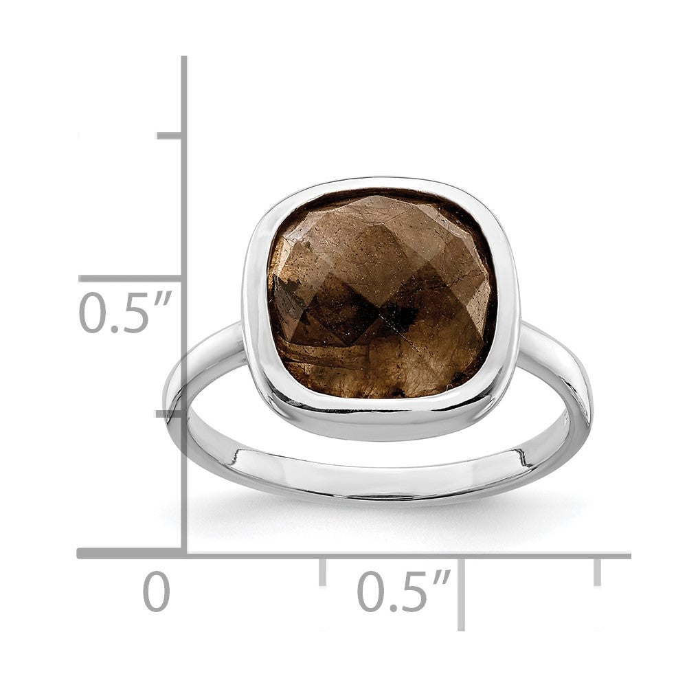 Sterling Silver Rhodium-plated Brown CZ Ring