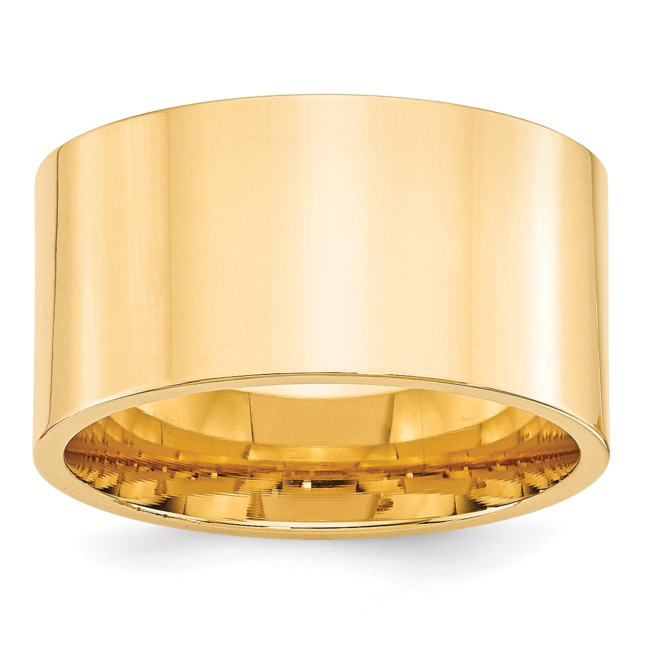 14k Yellow Gold 12mm Standard Weight Flat Comfort Fit Wedding Band Size 6