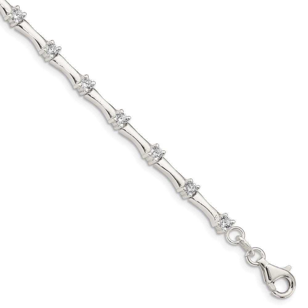 Sterling Silver CZ Fancy Polished Bracelet 7 inches