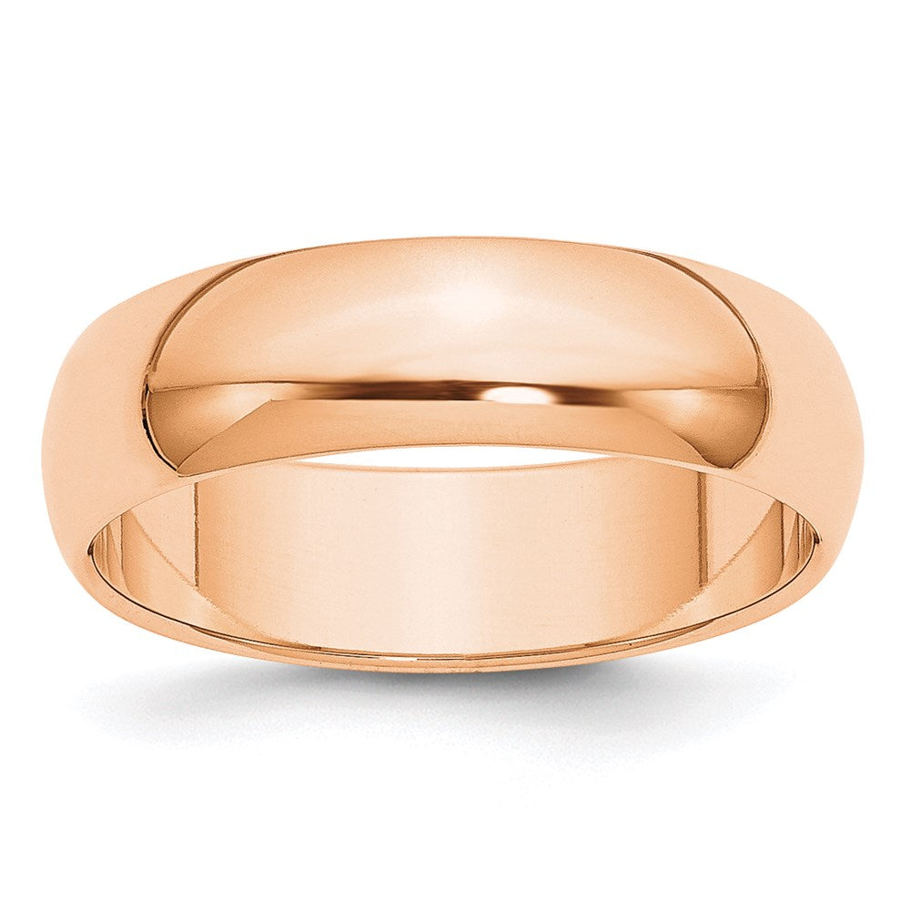 10k Rose Gold 6mm Half Round Wedding Band Size 6.5