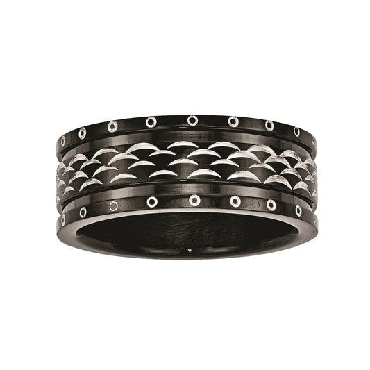 Stainless Steel 8mm W/ Black & White IP Band