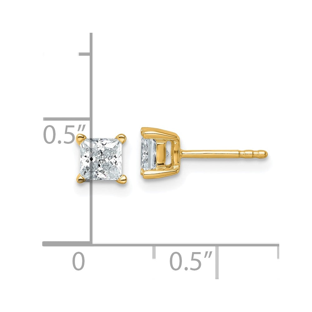14k Yellow Gold 1 ctw Lab Grown Diamond VS/SI+ G+ Princess 4 Prong Heavy Wt. Stud Earrings