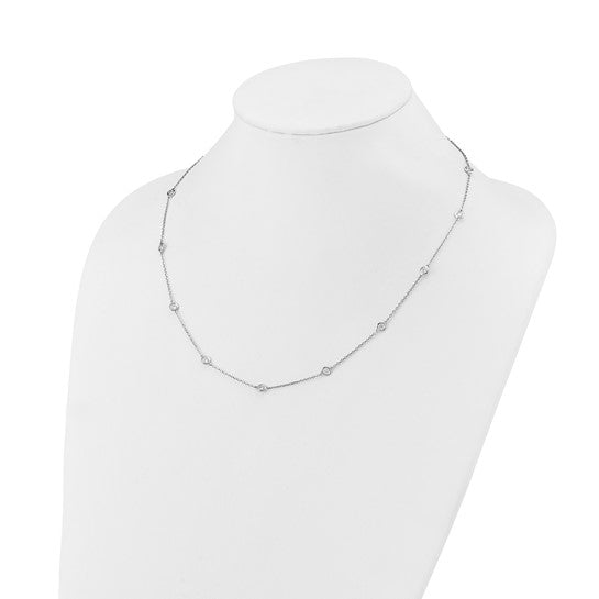 Sterling Shimmer Sterling Silver Rhodium-plated 3mm CZ 13 Stone 13 Station 20 inch Necklace 20 Inches