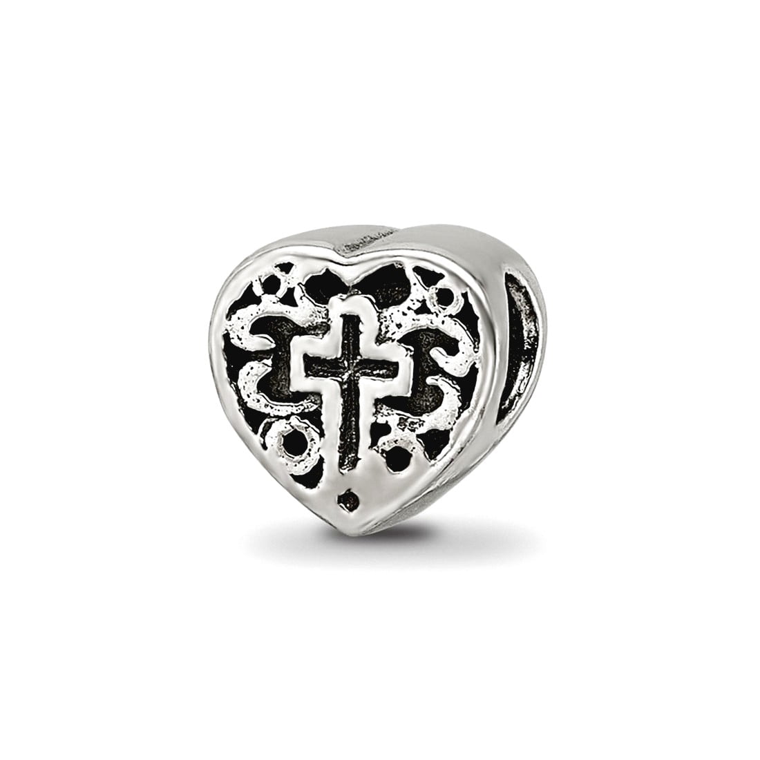 Sterling Silver Reflections Kids Heart w/Cross and Scroll Bead