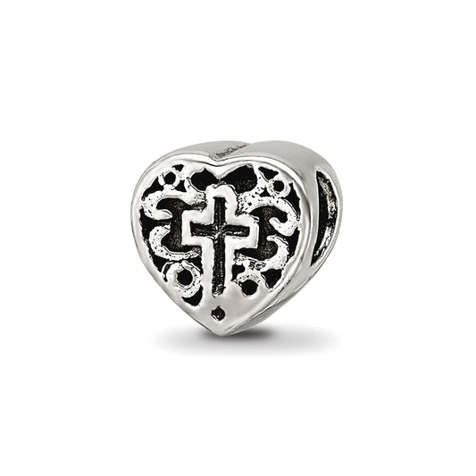 Sterling Silver Reflections Kids Heart w/Cross and Scroll Bead