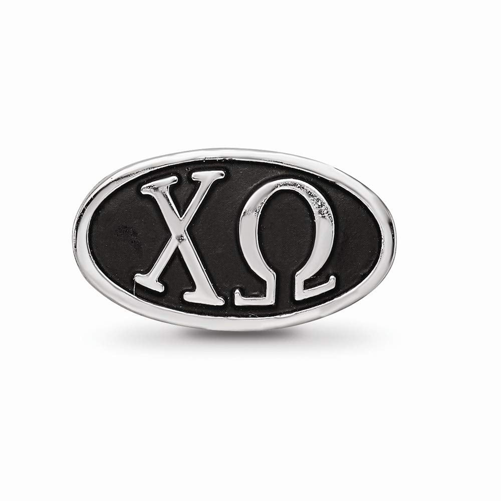 Sterling Silver LogoArt 15.25mm Chi Omega Sorority Greek Letters Enameled Oval Bead